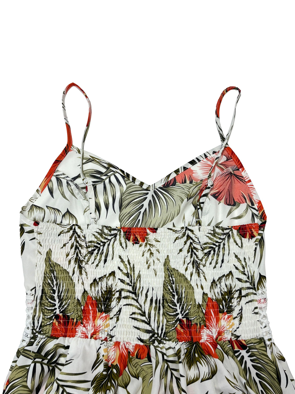 Women's Lace Patchwork Tropical Print Long Cami Dress, Elegant Slim-Fit Design, Perfect for Beach Vacation & Outing