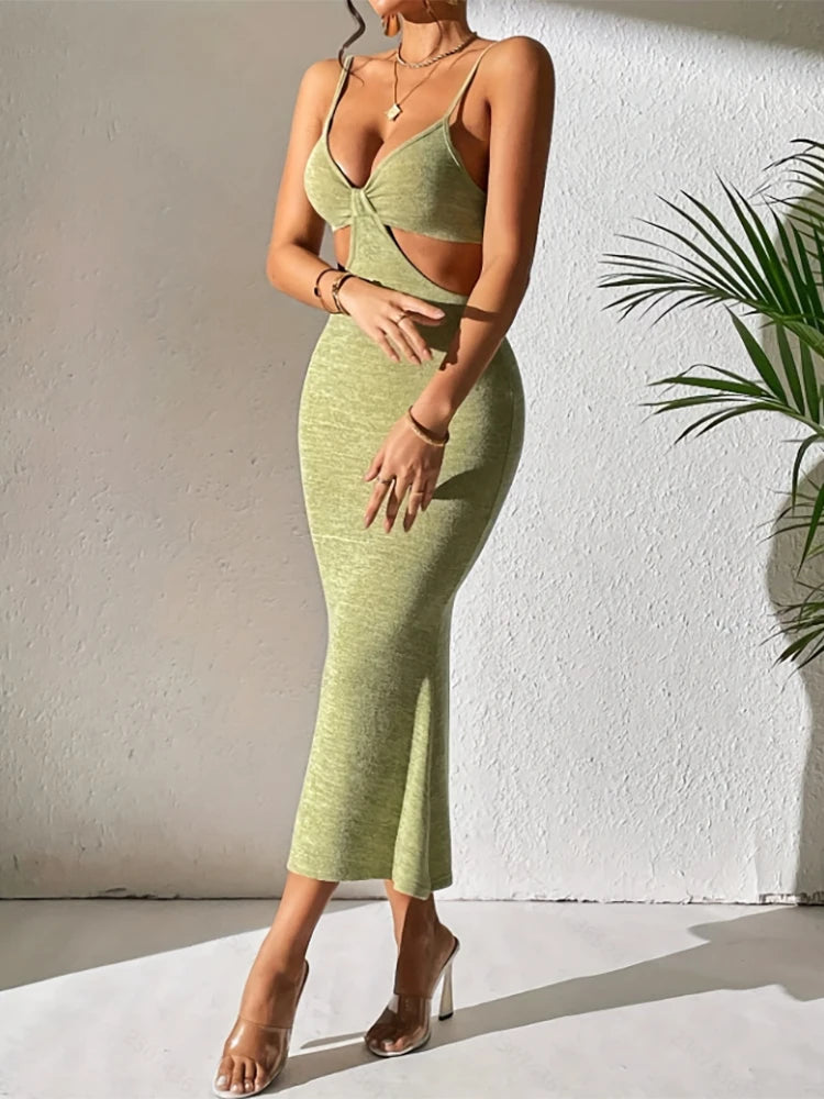 Sexy Camisole Beach Long Dress Backless Summer New Style Vacation Casual Elegant Dress Sleeveless Slim Fit Party Club Sun Dress