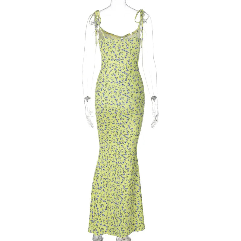 Hugcitar Women Elegant Floral Beach Vacation Bodycon Streetwear Long Dress 2026 Summer Clothes Wholesale Items For Business