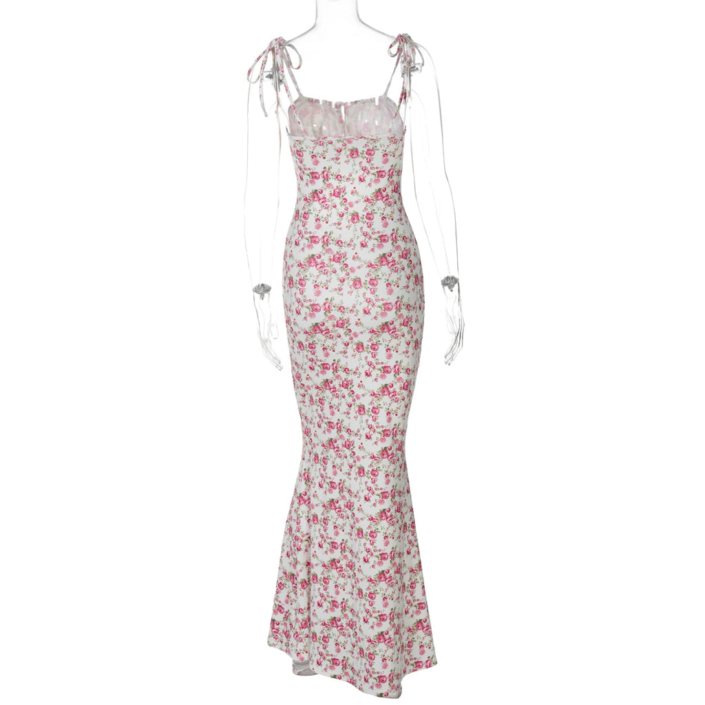 Hugcitar Women Elegant Floral Beach Vacation Bodycon Streetwear Long Dress 2026 Summer Clothes Wholesale Items For Business