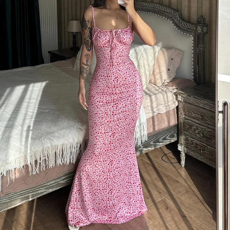 Hugcitar Women Elegant Floral Beach Vacation Bodycon Streetwear Long Dress 2026 Summer Clothes Wholesale Items For Business