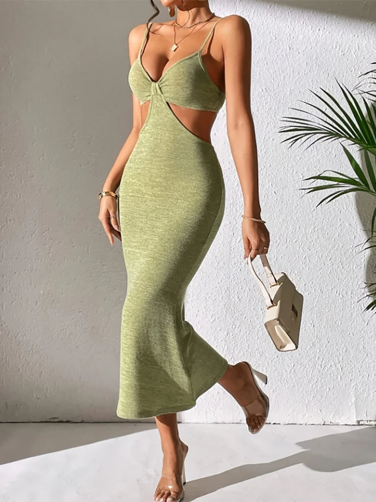 Sexy Camisole Beach Long Dress Backless Summer New Style Vacation Casual Elegant Dress Sleeveless Slim Fit Party Club Sun Dress